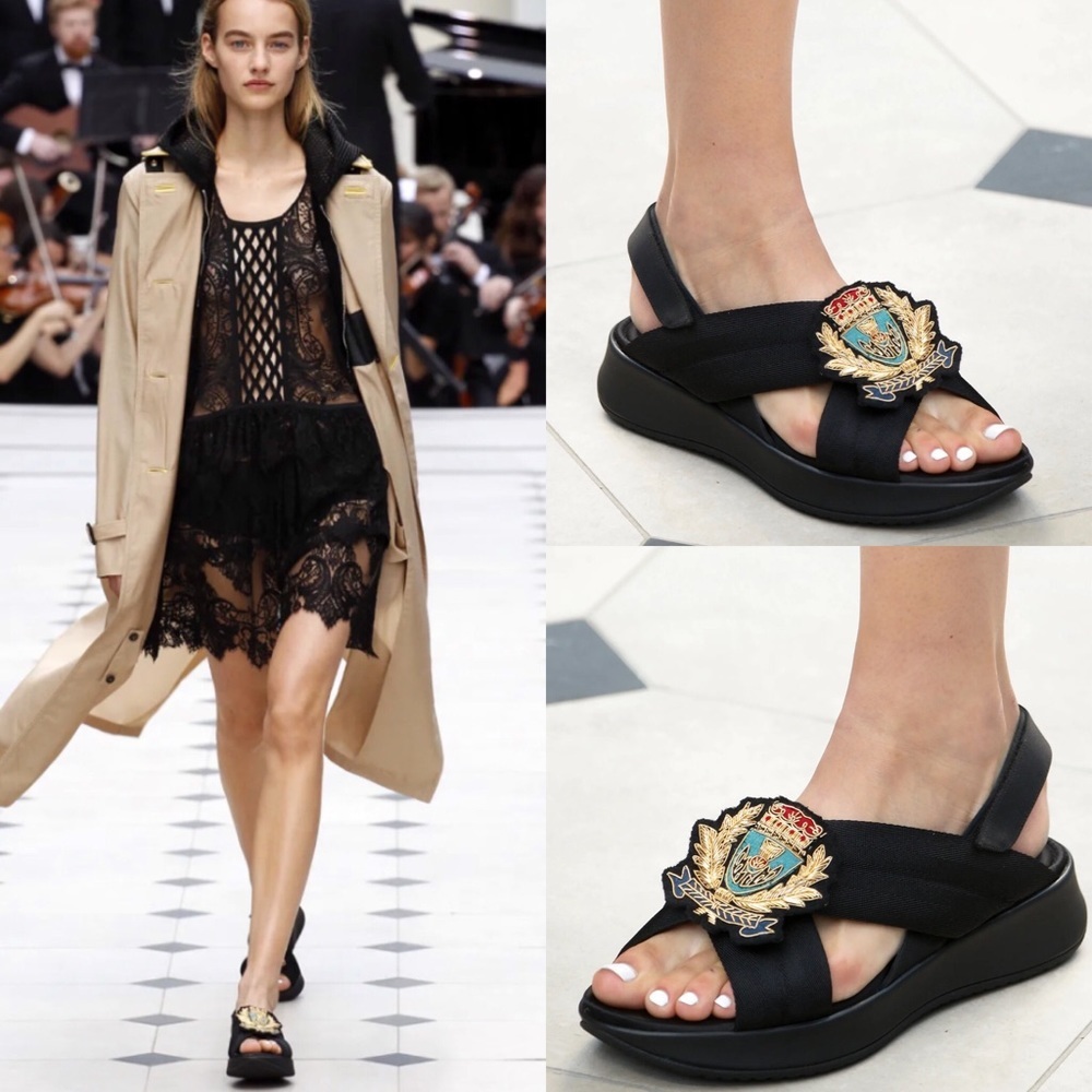 Burberry Prorsum  Vogue SPRING 2016  Black  Sandals Size 40